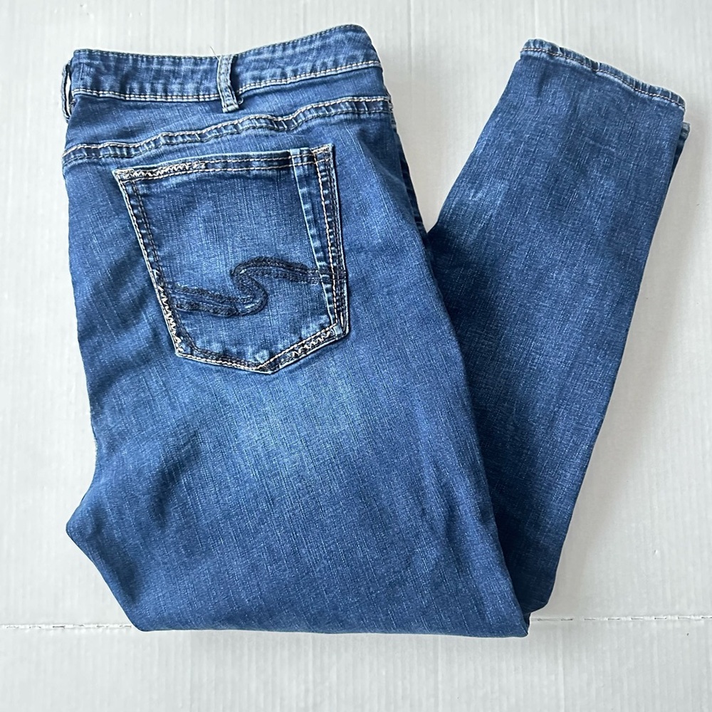 Silver Jeans Size 24x29 Super Stretch Suki Mid‎ Super Skinny Blue Jeans Plus